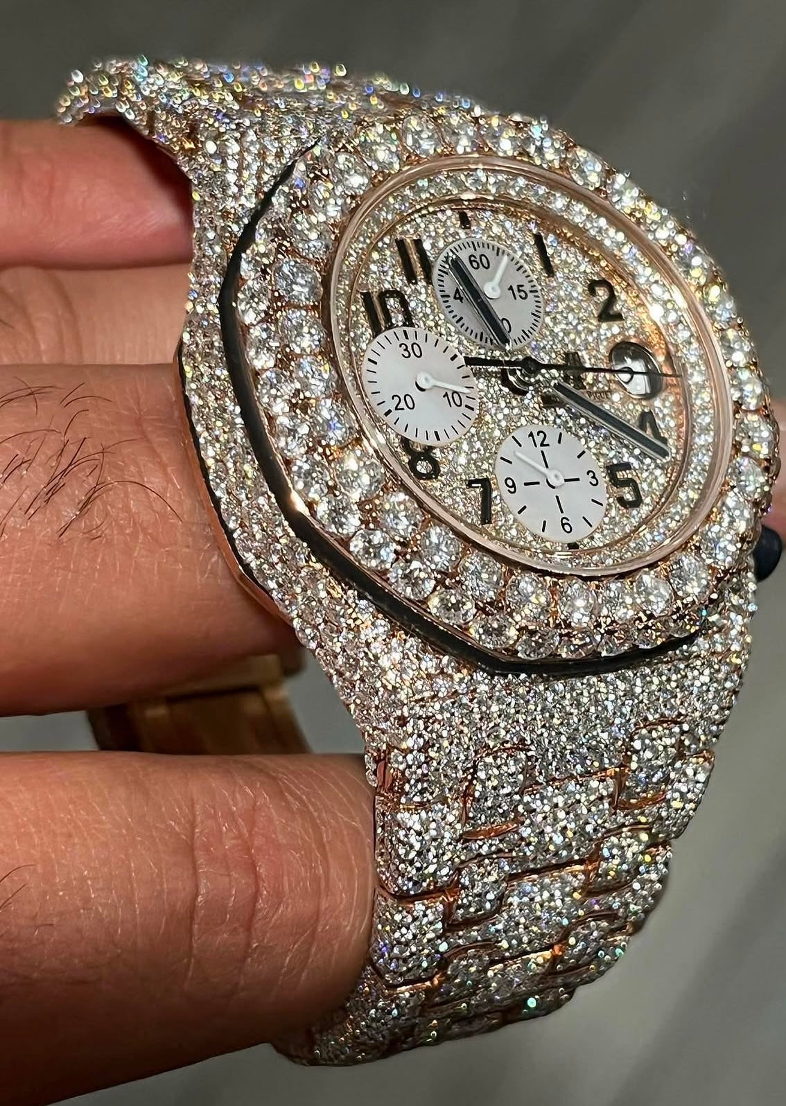 ROSE GOLD ICED OUT ROYAL OAK CHRONOGRAPH iced out dial